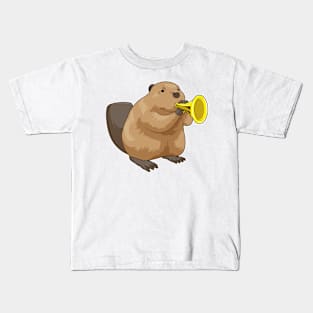 Beaver Musician Trumpet Music Kids T-Shirt